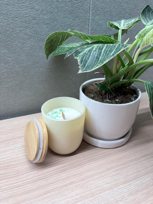 Sweet Silence - White Tea + Rain Water candle front view